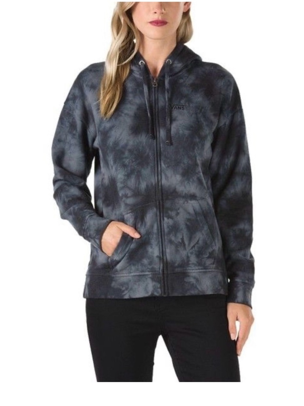 Vans Black & Gray Tie-Dye Zip Hoodie size XS